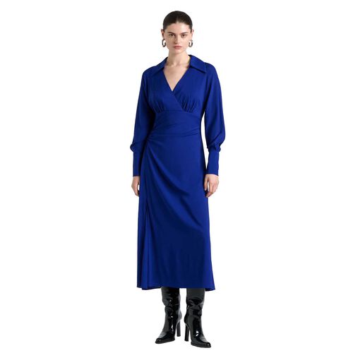 Cue Cobalt Long Sleeve Ruched Midi Dress
